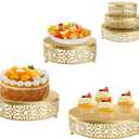 3 Set Gold Cake Stand Dessert Cupcake Pastry Candy Display Plate for Party Elegant Round Cylinder Columns tables for Weddings Cake Stands Plant Tables Birthday Party