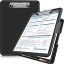 ANZNKU Clipboard with Storage, 13.3x9.6 inches, High Capacity Side Opening Foldable Nursing Clipboard, Letter Size Smooth Writing for Work, Study (Black)