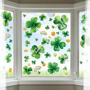 Pack Of 4 8 Sheet St Patricks Day Window Clings Shamrock Window Decorations for Glass Windows, Irish Saint Patricks Day Window Stickers for Kids Home School Office Spring Party Supplies