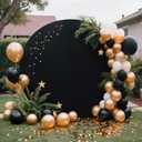7.2FT Black Round Backdrop Cover for Wedding,Circle Balloon Arch Backgound Stand Cover for Birthday Party Baby Shower Halloween Decoration