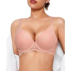 Popilush Minimizer Bras for Women Full Coverage Push Up Lace Bra Supportive with Underwire for Everyday Wear