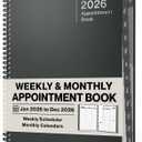 Dunwell Daily Planner 2026, 8.5x11 Appointment Book, 15-Min Hourly Schedule, Jan to Dec 2026, Large Planner with Laminated Tabs, Premium Paper Quality (Charcoal Gray)