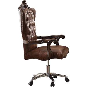 Acme Versailles Executive Chair in 2 Tone Light Brown PU & Cherry Oak