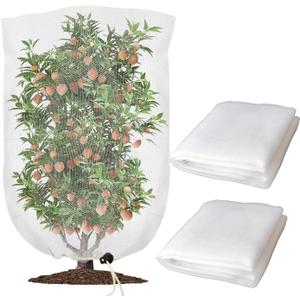 2pcs 2.5x3.3ft Garden Netting Bags with Drawstring Plant Mesh Cover Protect Vegetable Fruit Trees from Insect Birds