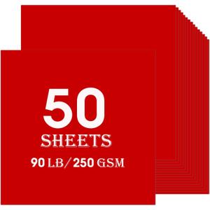 Red Cardstock 50 sheets, 12 x 12 Cardstock Paper Bulk Construction Paper,250GSM Card Stock Printer Paper Scrapbooking Supplies for Diy Crafts Cricut Card Making (Red)