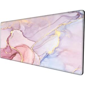 Gaming Mouse Pad Giant 48x24 Desk Mat Oversized Large Mousepad Jumbo Huge Desk Pad Pink Marble Protector Mat XXXL Non Slip Computer Mat for Wireless Desktop Work