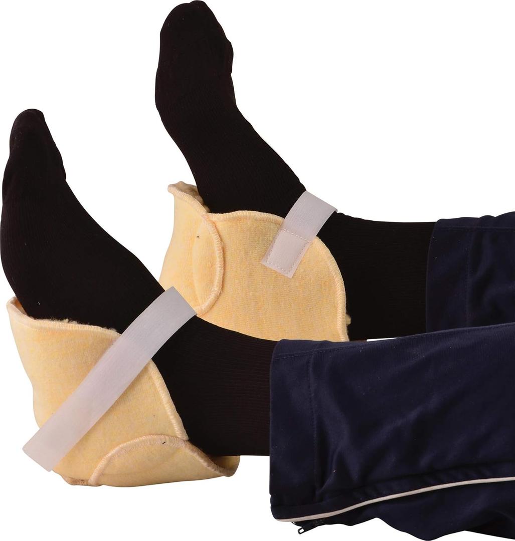 NOVA Heel Protectors with Sheepskin Fleece  Pressure Relief Heel Cushions for Bed Sores, Heel Pain & Ulcers  Soft Breathable Padding, Adjustable Velcro Straps, Washable, Universal Fit, 1 Pair