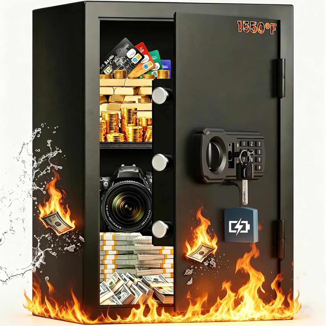 3.6 cu ft Large Fireproof Safe Box for Home Use, 35Lb Fire Resistant Safe with Fire Insulated & Backup Combination Lock, Heavy Duty Fire Safe for Cash Passport Firearm Valuable, Anti-Theft Wall Mount