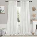 Natural Linen 102 Inch Long Curtains for Living Room 2 Panels Back Tab Pocket Ivory Semi Sheer Extra Long Curtains Linen Soft Material Light Filtering Window Panel Drapes for Dining Room 52X102