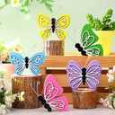 Wenqik 5 Pcs Spring Butterfly Table Decoration for Home Wooden Butterfly Centerpiece Spring Colorful Tiered Tray Decor Nature Lovers Gift for Home Kitchen Shelf Office Holiday Decor(Reversible)