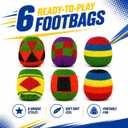 ITD ITANDA Footbag, Handmade Crochet Knitted Sand Filled Kicking Ball, Leak-Proof Reinforced Seams Colorful Foot Bags for Freestyle Tricks, Juggling, Indoor Outdoor Party Favors & Campus Games