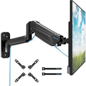 BONTEC Monitor Wall Mount Arm, VESA Gas Spring Height Adjustable, for 13-42 Inch Screens, Max 19.8lbs, Swivel, Tilt, Space-Saving Desk Mount, Easy Installation, Single Arm TV Mount, Max VESA 200x200