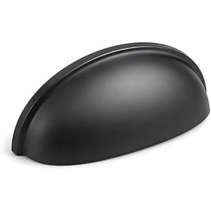 HOMOTEK 5 Pack Drawer Bin Cup Pulls Dresser Pulls for Cabinets Matte Black - 3 Inch Hole Centers Furniture Handles,Kitchen Cabinet Hardware
