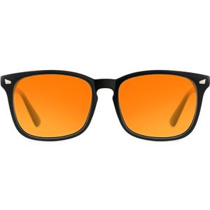 TIJN Blue Light Blocking Glasses for Computer, TV, Gaming Improve Sleep by Naturally Producing Melatonin for Women Men, Orange Lens ((Strengthen Protect- Amber Lens) Black)