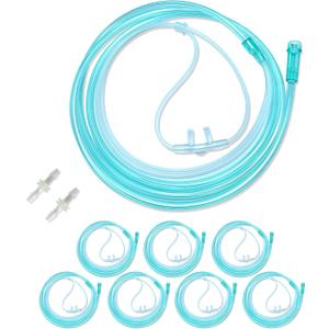 7 Pack High-Flow Soft Nasal Oxygen Cannula and 7' Tubing, Universal Connector, Kink Resistant