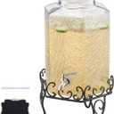 VEVOR Beverage Dispenser, 2.5 Gallon Drink Dispensers for Parties, Glass Juice Dispenser with Metal Stand, Stainless Steel Spigot, Iced Tea Lemonade Juice Water Dispensers for Parties