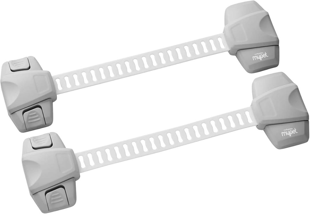 MYPET North States Safety Paws Mischief Minder Strap Locks | Works on Garbage cans, cabinets, and More (2-Pack, Gray)