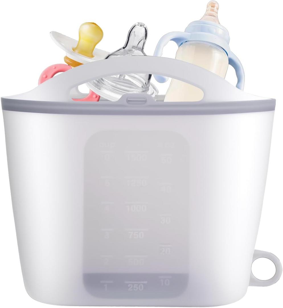 Silicone Microwave Steam Sterilizer Bag 1500ML Reusable Steaming Bags for Baby Bottles, Breast Pump,Pacifiers and TeethersBreast Feeding Baby Travel Accessories