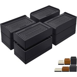 ANNKUT Rectangle Bed Risers, 3 Inch Heavy Duty Adjustable Furniture Risers for Bed Sofa Table and Couch LiftSupport Up to 1,300 Lbs (4 Pack-Black)
