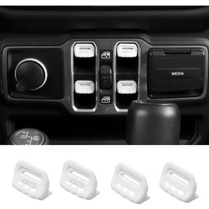 Window Switch Button Cover Trim Interior Accessories Fit for 2018-2026 Jeep Wrangler JL JLU & Gladiator JT(White)