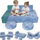 MeMoreCool Modular Glow Sofa for Kids  8-Piece Foam Play Couch Set, Space-Themed Celestial Patterns | Convertible Play Fort & Bed | Glows in The Dark