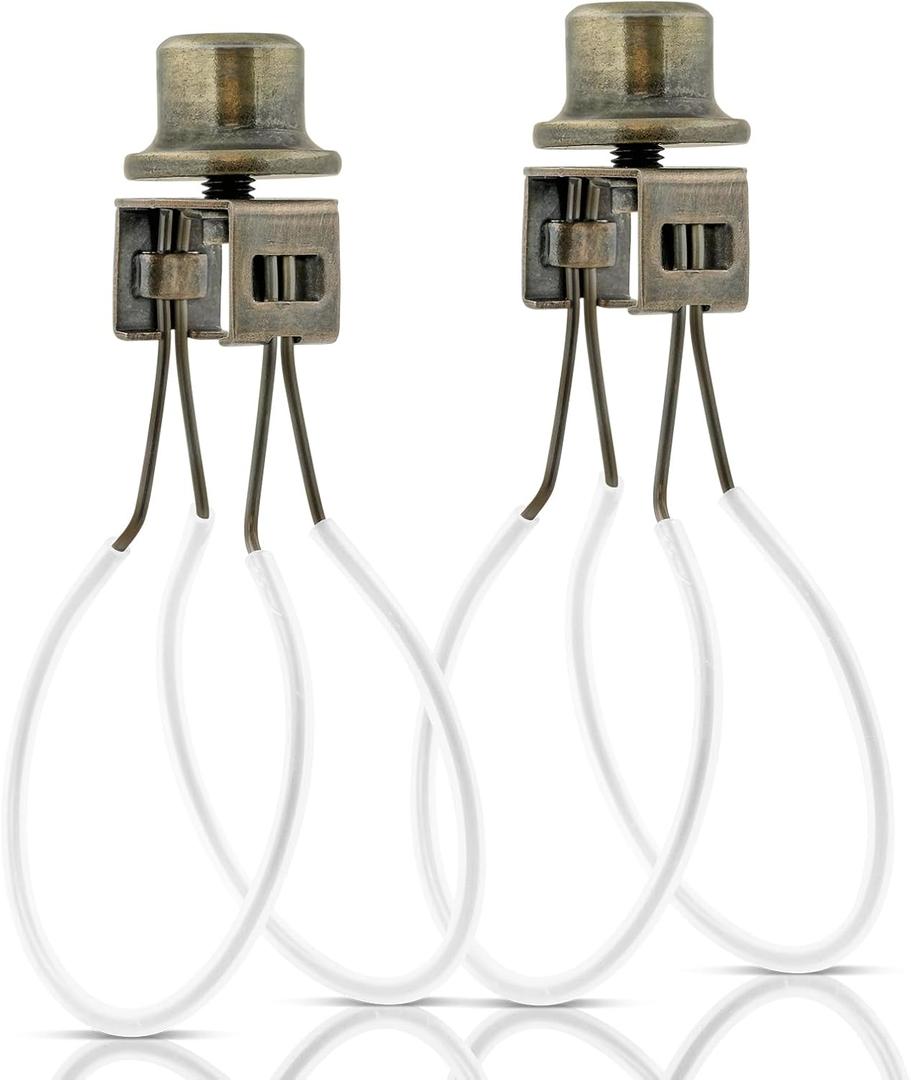 Lamp Shade Light Bulb Clip Adapter,Lamp Shade Holder Includes Finial and Lampshade Levellers to Keep Lamp Shade in Place,Clip on Lampshade Adapter (Bronze Color -2PCS/PACK)