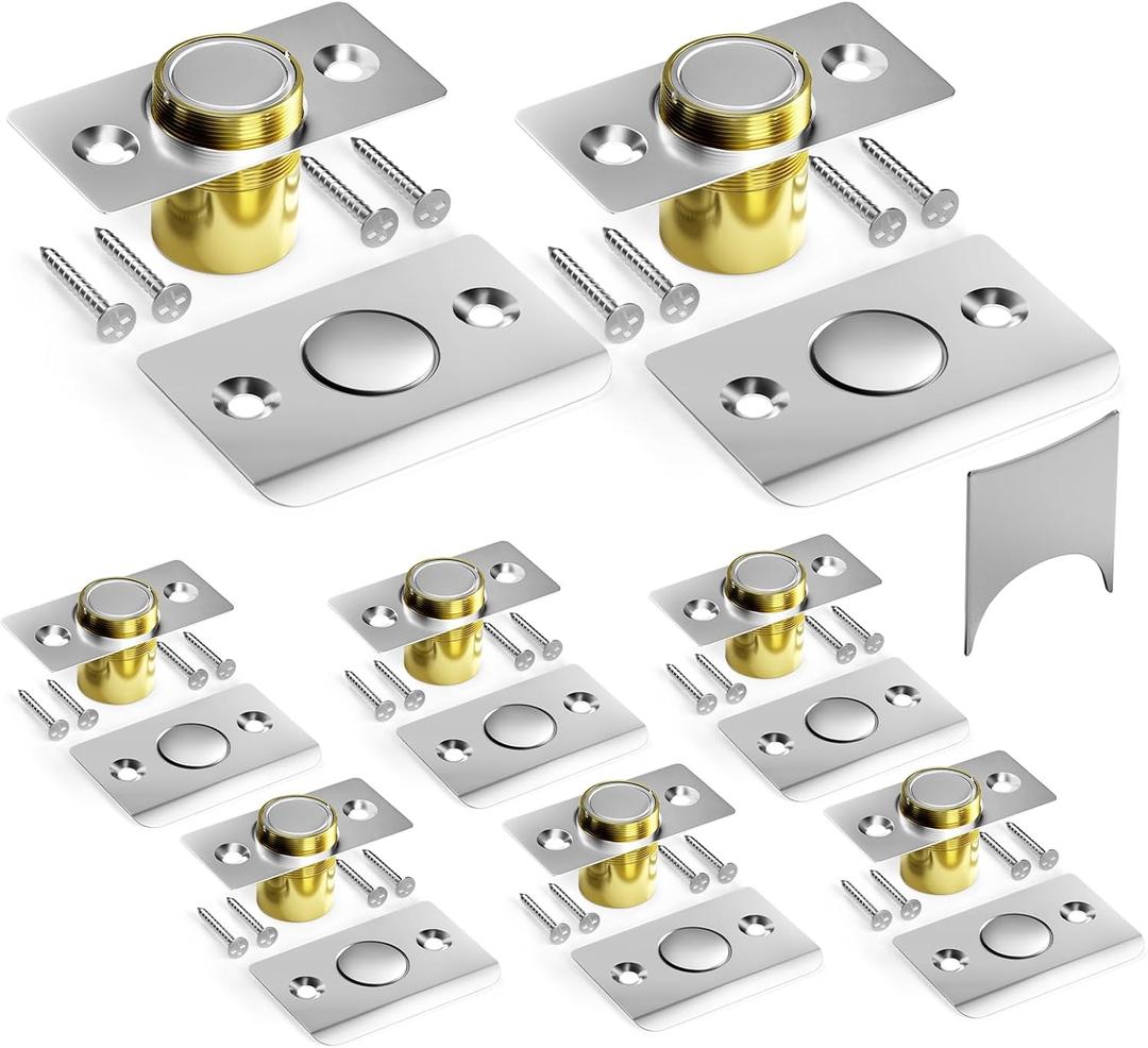 Tonitrui Silent Ball Catch, Adjustable Strong Magnet Door CatchUsing Noise Free, Replacing Door Ball Catch, with Identical Installation Dimension(8 Pack, Silver)
