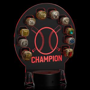 Championship Ring Holder Display with Light Base and Remote Control Sports Baseball Ring Holder for Memorabilia End of Season Birthday Xmas Softball Football Gifts