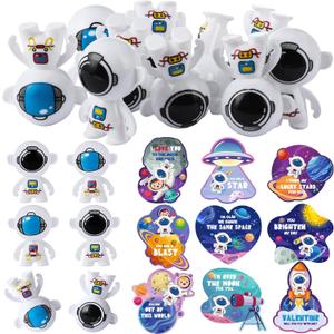 Pasimy 36 Sets Valentines Toys with Cards for Classroom Outer Space Tumbler Bulk Mini Astronaut Exchange Gifts Novelty Planets Solar System Party Favors for School Prizes Birthday Bag Filler Stuffer