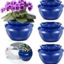 4 Sets African Violet Pots 6 Inch Self Watering Pot for Indoor Ceramic Self Watering Planter for Flower Lovers Ideal Plant Pot Thriving Flower Maintenance
