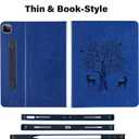 HFcoupe for M4 iPad Pro 13 inch Case 2024, Book Style iPad Pro 7th Generation Cover with Elastic Pencil Holder, Magnetic Closure, Auto Wake/Sleep Embossed Protective Folio for iPad pro 13", Navy