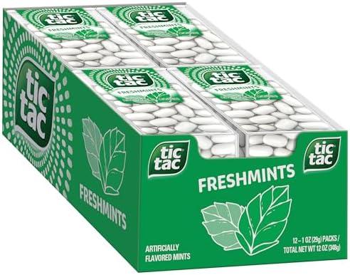 Tic Tac Freshmint Breath Mints, Bulk Pack of 12, On-The-Go Refreshment, 1 oz Each