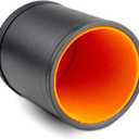 Leather Dice Cup for Board Games, Orange Felt Lining