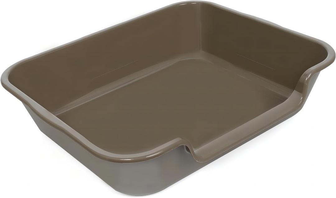 1 Pack Extra Large Dog Litter Box Pan Tray (ABS Material), Low Entry Jumbo Senior Litter Boxes for Multiple Kitten Big Cats, Pet Safe Indoor Dog Potty (Chocolate, 24" L x 20" W)