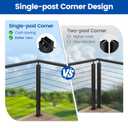 Muzata Black Corner Cable Railing Post 36 Inch 36"x2"x2" T-drilled One-Post Corner Solution Surface Mount Stainless Steel Cable Railing System Kit Indoor Outdoor with Paper User Guide PS01 B34S