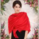 THEHAOTAO Women's Cotton Blend Scarves Light Soft Solid Long Scarf Gauze Wrap Shawl 8027 (Red)