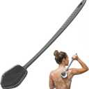 Redfly Silicone Back Scrubber for Shower Brush, 17 inch Long Handled Silicone Body Scrubber for Men & Women, Double Sided Shower Scrubber for Body Brush Exfoliator and Massage, Gray