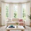 Natural Pinch Pleat Linen Curtains 108 Inches Long 4 Panels Set Ivory Cream, 40"W x 108"L