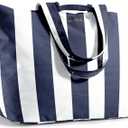 Fit & Fresh Large Beach Bag for Women - Extra Large Travel Tote With Pockets (Navy)
