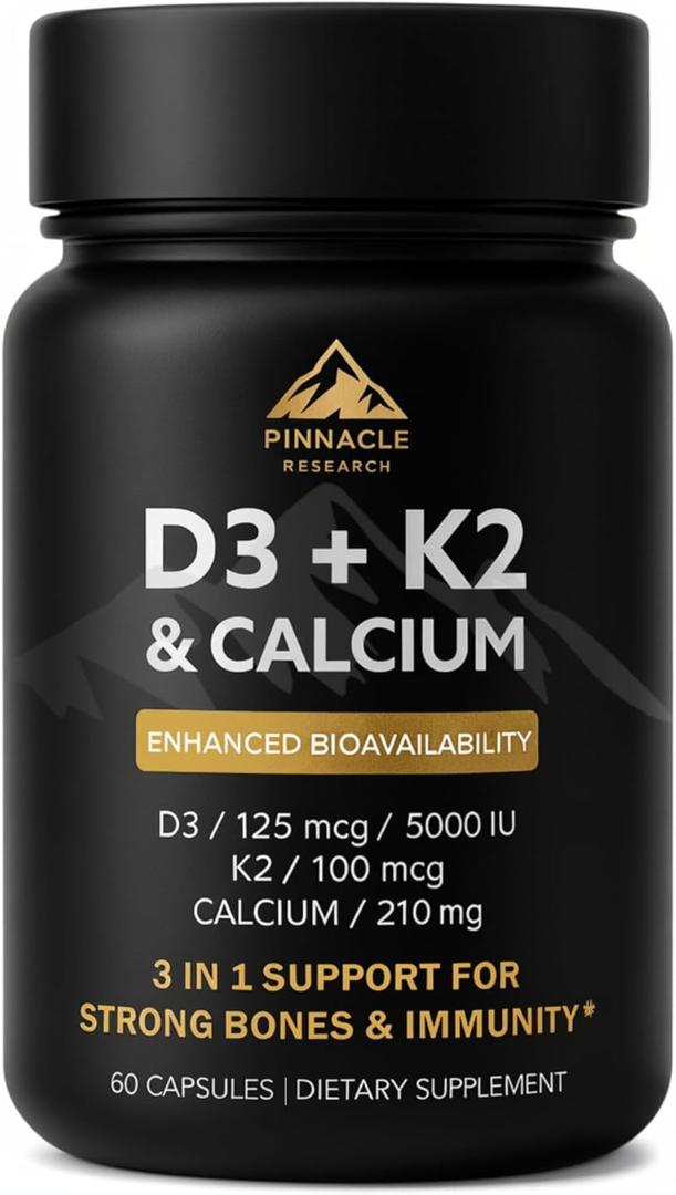 Vitamin D3 K2 Calcium - Bone Heart Muscle Support 5000 IU, BBD 04/2027