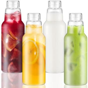 34 Oz Glass Juice Bottles with Lids, Glass Bottles, BPA Free, Borosilicate Glass for Juicing, Smoothies, Infused Water, Beverage Storage, Shaker Bottles (4 Pack)