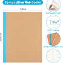 12 Pack Lined Notebook Journals Bulk, 7-1/2" x 9-3/4", Wide Ruled Paper, 30 Sheets/60 Pages, Kraft Cover with Rainbow Spines, 12 Colors Lined Composition Notebook Journal for Work Study Note Taking