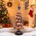 Hodao Christmas Tree Resin Figurine Brown Hand-Painted Gingerbread Christmas Tree with Candy Ornaments, Holiday Tabletop Dcor, Gift for Family, Mantel, and Winter Home Decoration