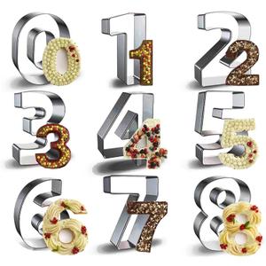 Number Cookie Cutter Tool Set, 9 Pcs Large 3 Inch Stainless Steel Cookie Cutter Set Fondant Biscuit Fruit Dough Mold Tools for Halloween, Christmas, Birthday Party Decorations (Large-Number)