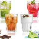 11oz Drinking Glasses Set of 4, Juice Glasses Stackable Tall Glass Mugs for Tea Iced latte Coffee Glass, Beer Glasses, Cocktail Glasses,Water glasses for bar, restaurant