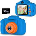 Seckton Upgrade Kids Selfie Camera, Christmas Birthday Gifts for Boys Age 3-9, HD Digital Video Cameras for Toddler, Portable Toy for 3 4 5 6 7 8 Year Old Boy with 32GB SD Card-Navy Blue