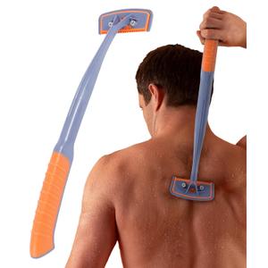 BroShaver 3.0, DIY Back & Body Hair Trimmer - Wet or Dry Shave for Men. Split Handle Razor with Ergonomic Grip