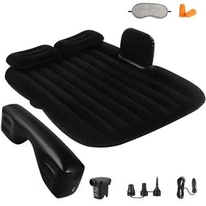 QDH Car Universal SUV Camping Mattress with Car Air Pump 2 Pillows (Black)