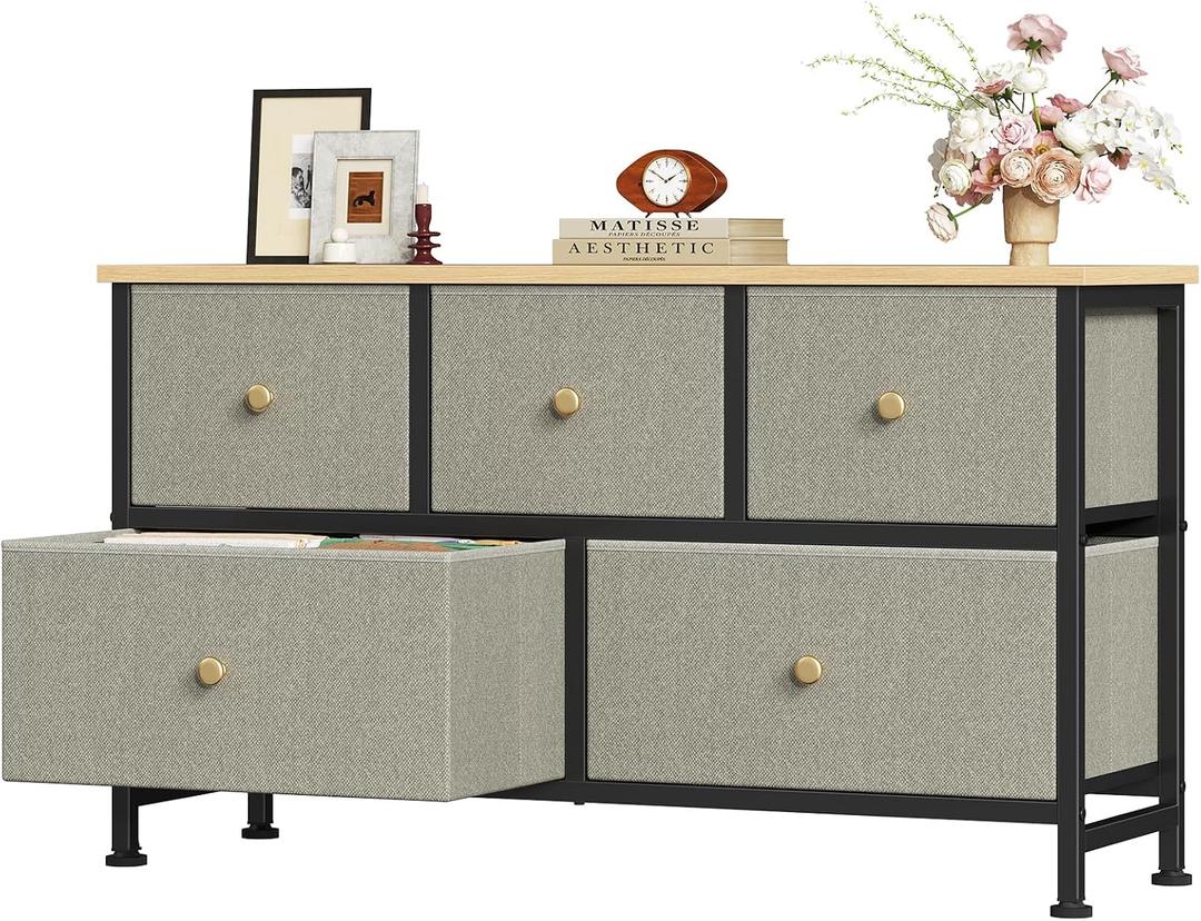 OLIXIS 5 Drawer Dresser for Bedroom, Storage Organizer Unit for Closet, 11.8"D x 39.4"W x 20.9"H