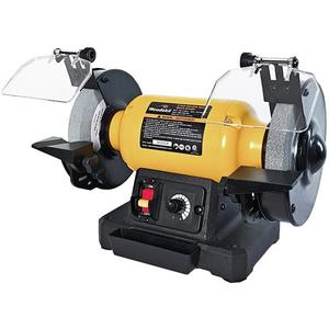 Woodskil 6 Inch Variable Speed Bench Grinder, 2000–3400 RPM Adjustable Speed, 2.5A Motor, Dual Grinding Wheels 36 & 60 Grit, Adjustable Tool Rest, Eye Shield for Sharpening Knives, Tools, Metal